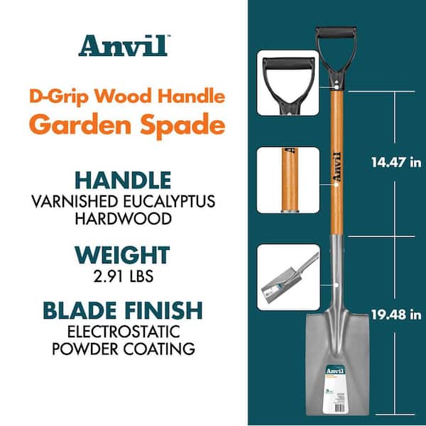 28 in. D-Grip Short Wood Handle Garden Spade