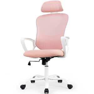 Ergonomic Pink Mesh Chair Executive Home Office Chairs with Lumbar Support Armrest Rolling Swivel Adjustable High-Back