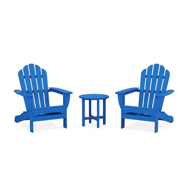 Trex Outdoor Furniture Pacific Blue 3-Piece Plastic Patio Conversation Set in Adirondack Monterey Bay