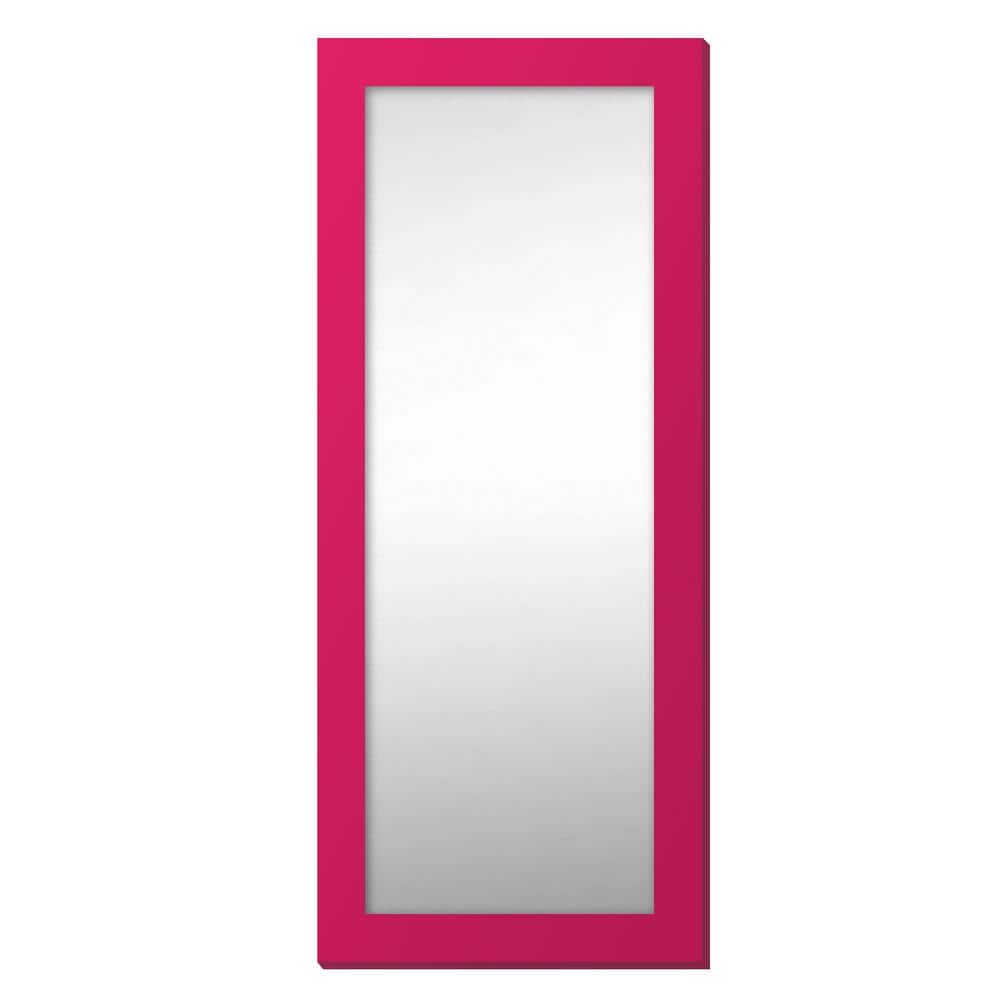 Pop Color 72 in. H x 30 in. W Modern Rectangle 4 in. Pink Framed Floor/Wall Mirror Art
