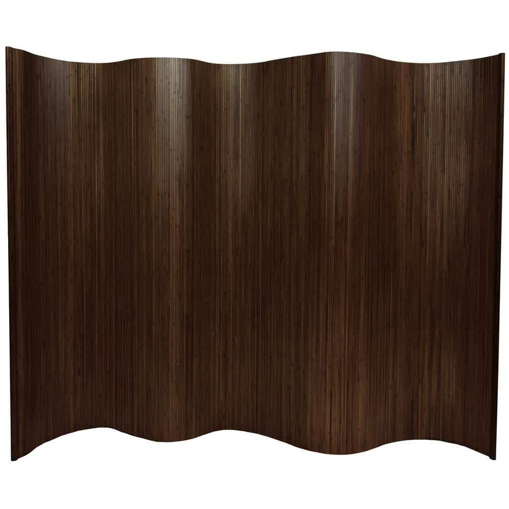 RED LANTERN 6 ft. Dark Mocha Bamboo Wave 1-Panel Room Divider BF