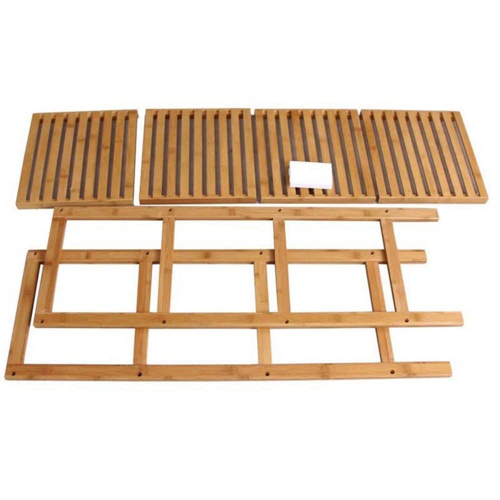 Natural Bamboo 4-Tier Floor Mount Shelf for Entryway and Bathroom