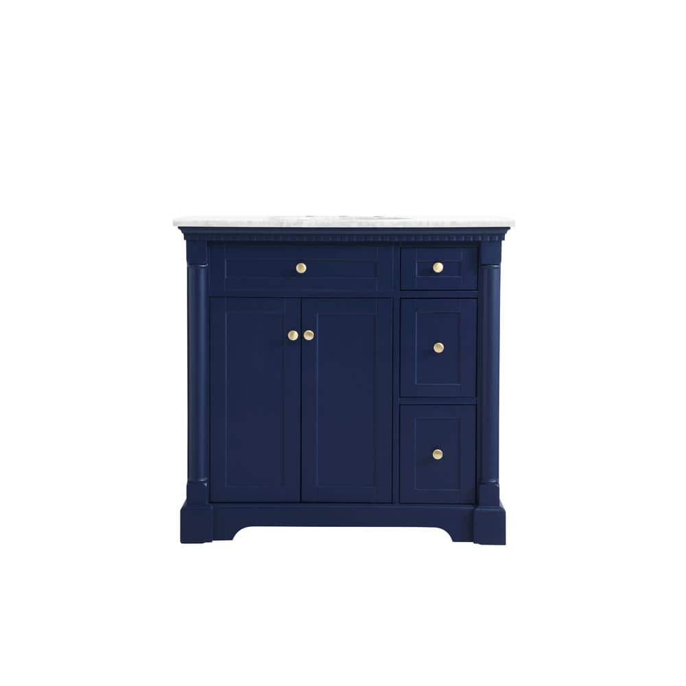 Simply Living 36 in. W x 21.5 in. D x 35 in. H Bath Vanity in Blue with Car