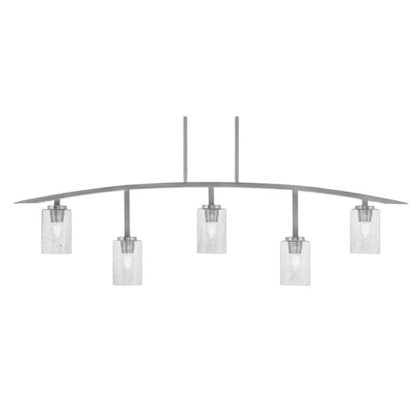 Unbranded Siena 51.25 in. 5-Light Graphite Chandelier with 4 in. Smoke Bubble Glass Shades, no bulbs included
