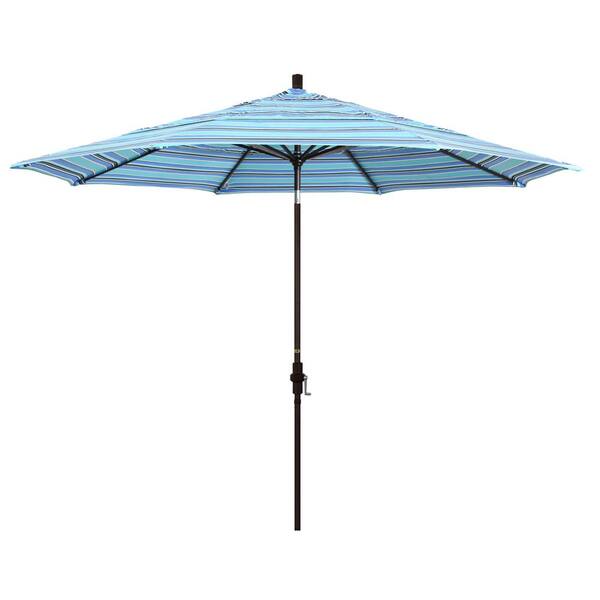 California Umbrella 11 ft. Bronze Aluminum Pole Market Aluminum Ribs ...