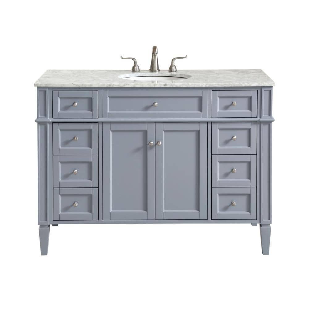 48 in. W x 21.5 in. D x 21.5 in. H Single Bathroom Vanity in Grey with Whit