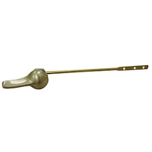Universal Toilet Tank Trip Lever for Front Left Mount with 8 in. Brass Arm & Metal Handle in Satin Nickel