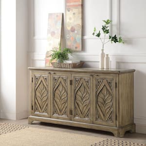 Orana 60 in. Oak Rectangle Wood Console Table with 4 Doors