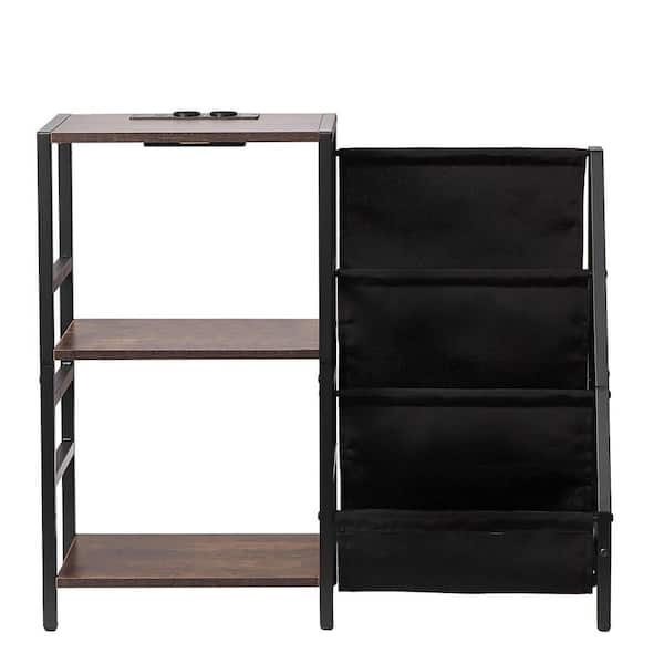 Record Player Stand with Charging Station and USB Ports, Holds up to 200 Albums, 3-Tier Stand, Full Motion, 32 in.