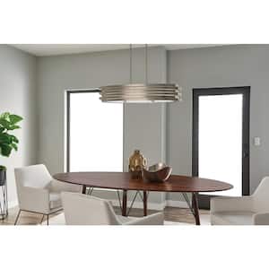 Roswell 37.25 in. 3-Light Brushed Nickel Contemporary Island Oval Chandelier for Dining Room
