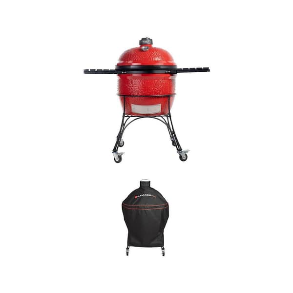 Big Joe I 24 in. Charcoal Grill in Red with Cover Combo (Cart, Shelves, Gripper, Ash Tool)