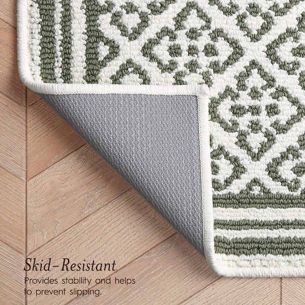 Isla 2-Tone Ivory/Sage 2 ft. x 8 ft. Tufted Geometric Polypropylene Area Rug