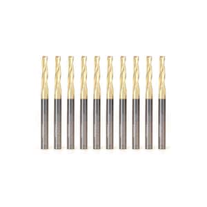 Taper Spiral ZRN Coated 3/16 in. Dia. 1/4 in. Shank Solid Carbide CNC Router Bit Set (10-Piece)