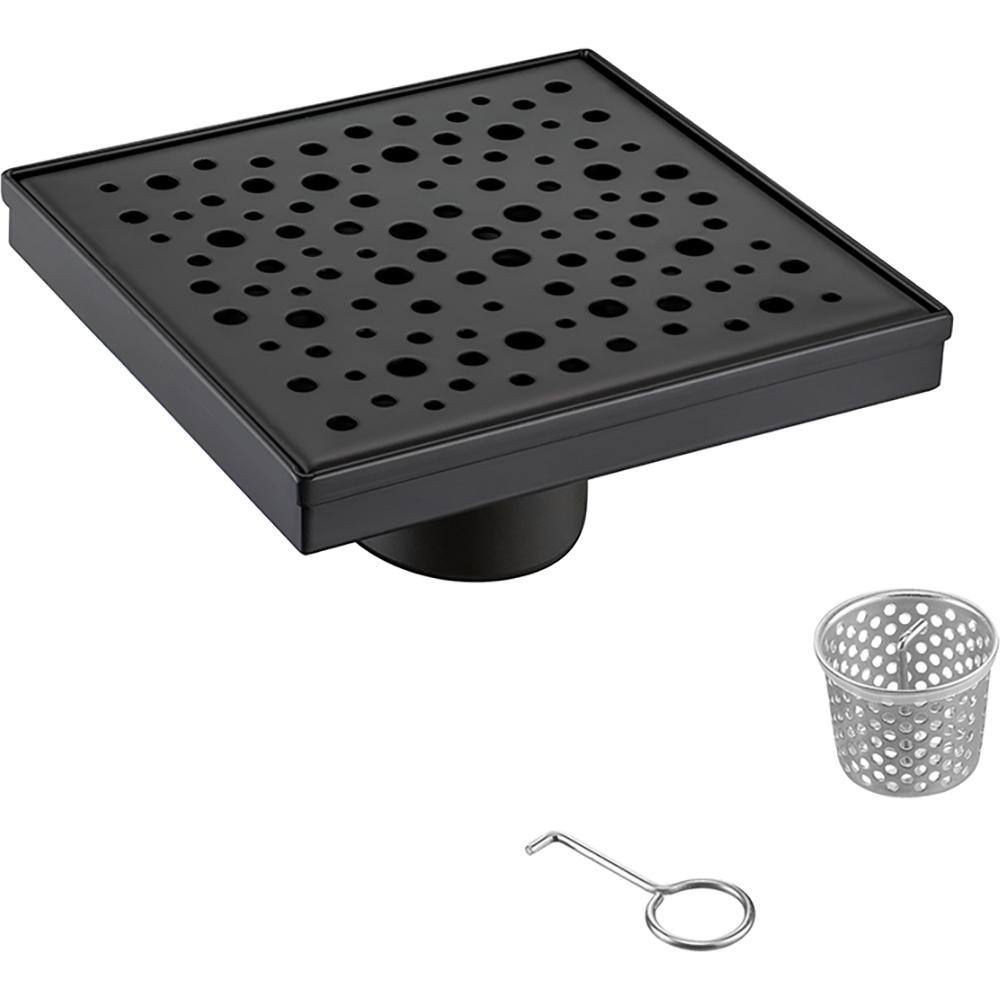 4 in. Square Stainless Steel Shower Drain with Rain Drop Pattern, Matte Black price history on PriceWatchPro
