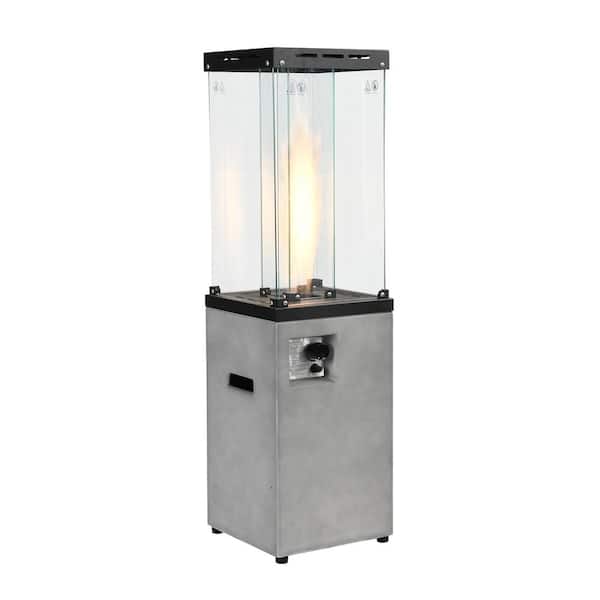 DESwan 41,000 BTU Magnesium Oxide Gray Propane Patio Heater with Glass Wind Guard (Included Tipover Restraint Device)