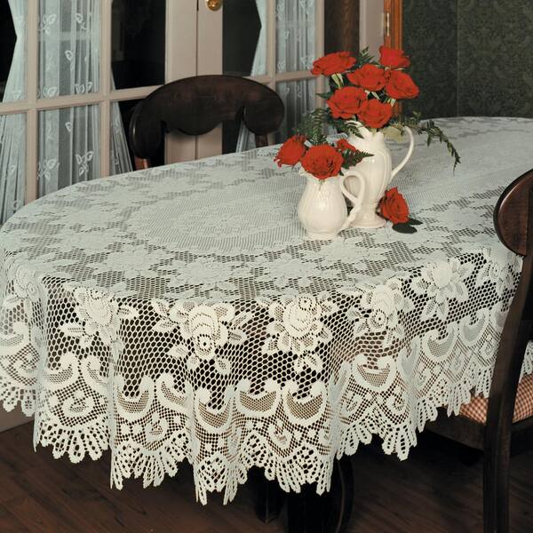 HERITAGE LACE WHITE CANTERBURY TABLE RUNNER 15X37 FACTORY ERROR NWOT #7018 
