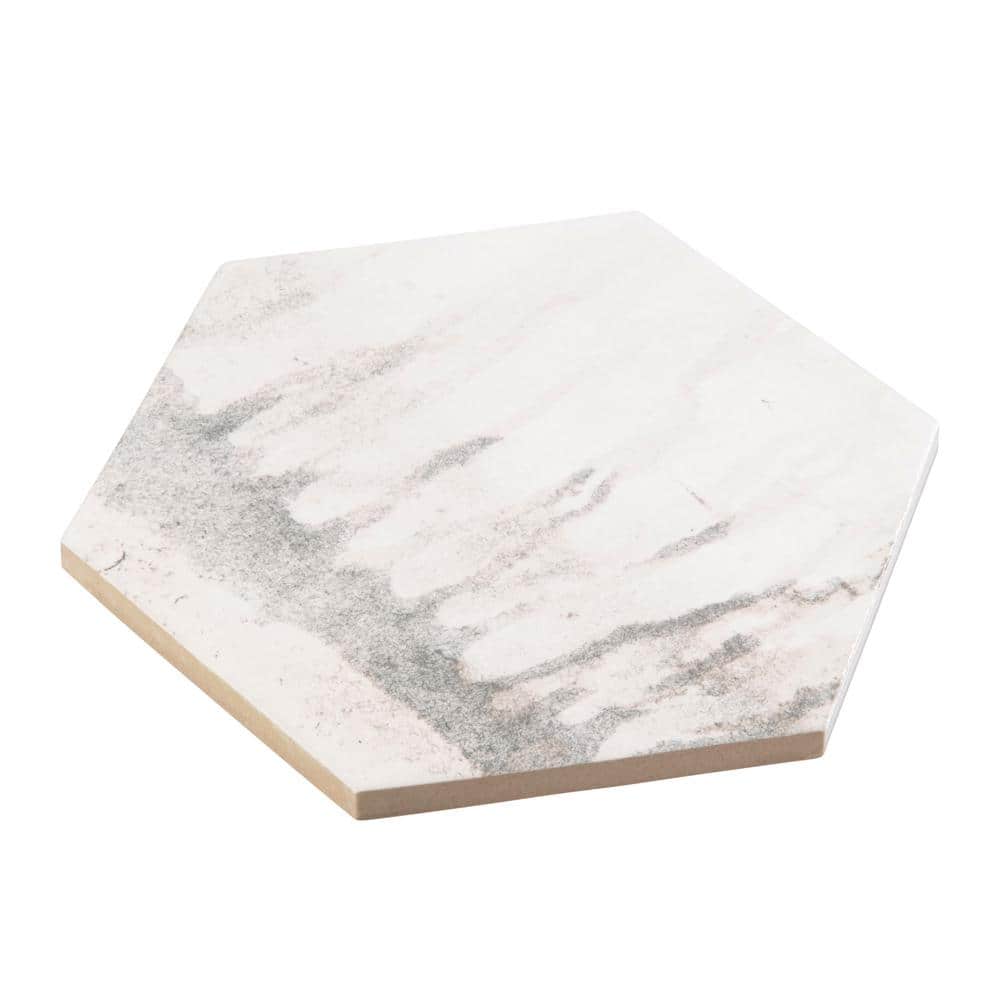 Homage 5" White Glazed Hexagonal Porcelain Tile