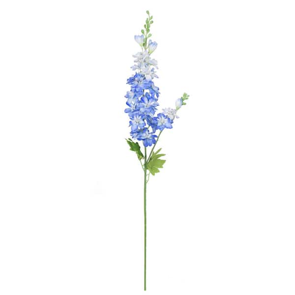 LIVING LUXURY 34 in. Blue Artificial Delphinium Flower Stem Spray (Set of 6)