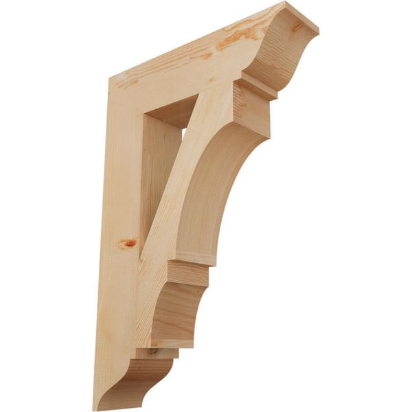 Ekena Millwork 5.5 in. x 36 in. x 24 in. Douglas Fir Balboa Traditional Smooth Bracket