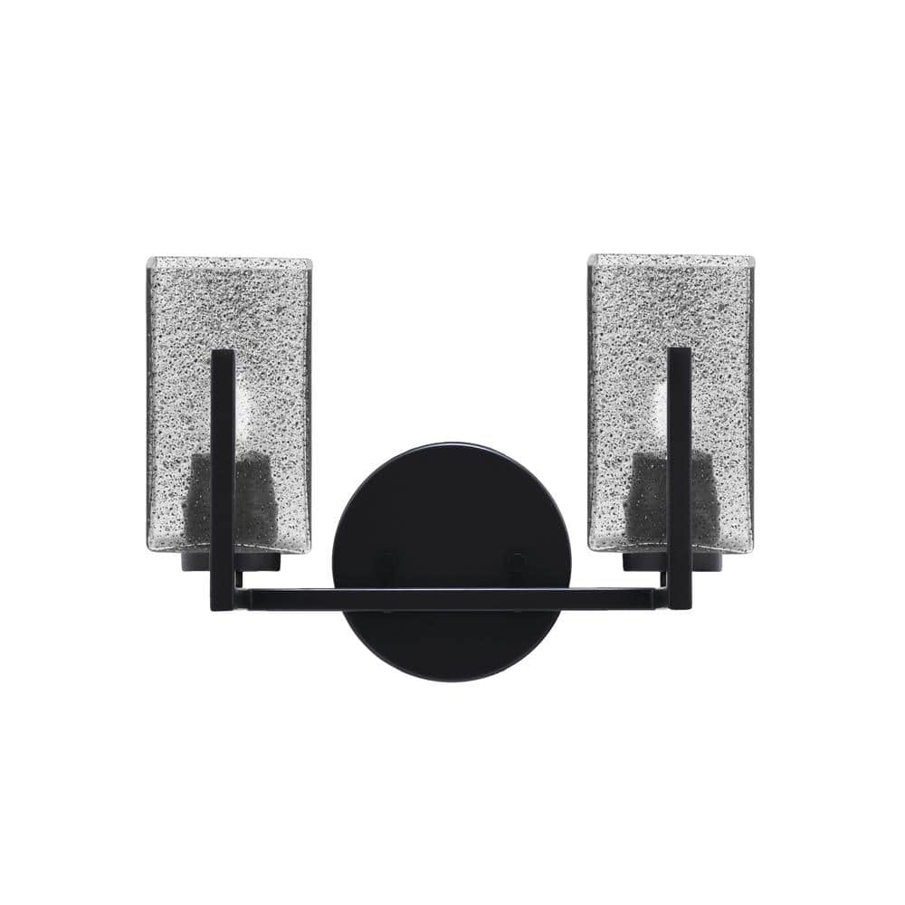 Cottonwood 12.5 in. 2-Light Vanity Light Matte Black with 3.5 in. Square Sm