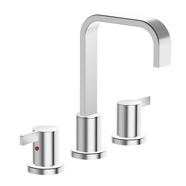 Waterfall 8 in. 3 Hole 2 handles Widespread Bathroom Faucet, Chrome Modern Bathroom Sink Faucet