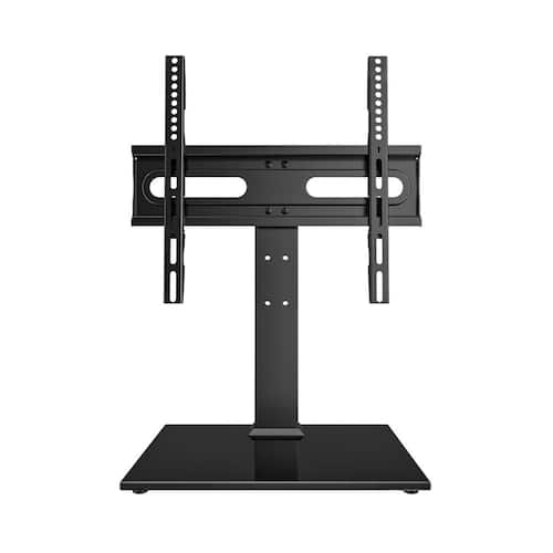 Table Top TV Stand Height Adjustable 27-60 in. LCD LED Tempered Glass Base Wire Management Black 1 Pack Home