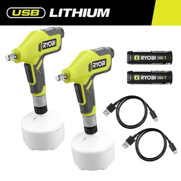 USB Lithium Cordless Compact Sprayer with 2.0 Ah Battery and Charging Cable (2-Pack)
