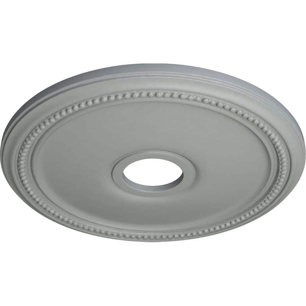 Primed Gray Round Beaded Ceiling Medallion, 18-Inch