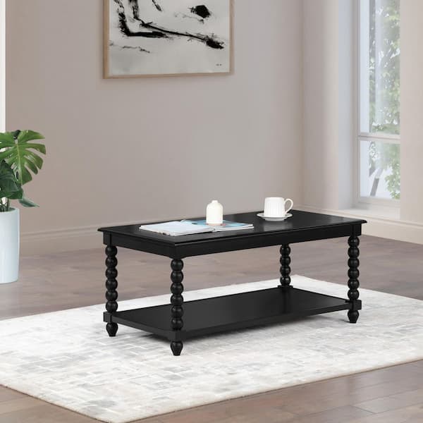 Elise 40.5 in. Black Finish Rectangle Wood Coffee Table