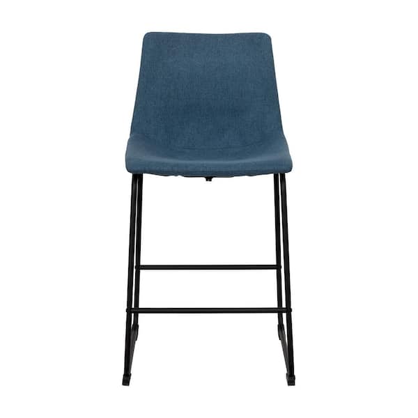 CorLiving Asahi 25.5 in. Blue Wood Bar Stools, set of 2