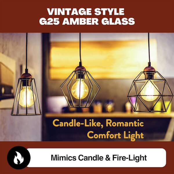 NorbCOZY 4W Equivalent Relaxing G25 2200K Dimmable Warm Amber Spiral Cozy Vintage Edison LED Light Bulb (4-Pack)