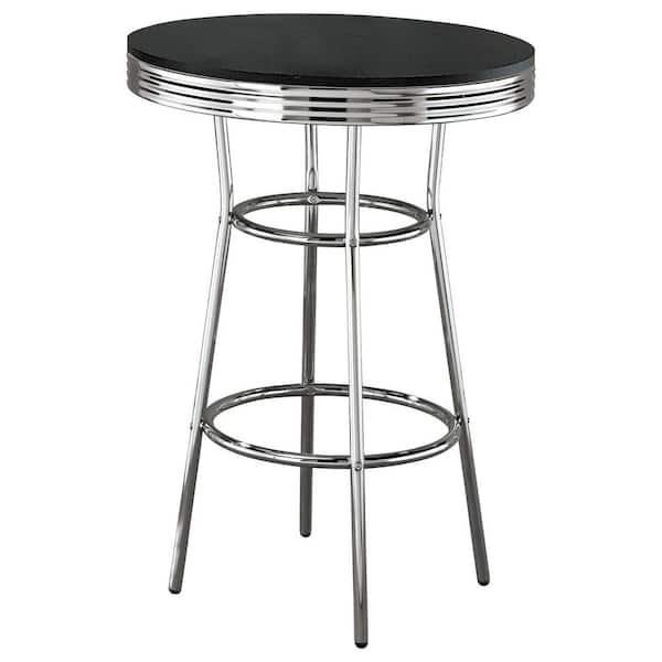 Coaster Retro Black and Chrome 50's Soda Fountain Bar Table
