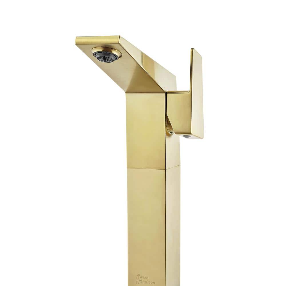 Carré Brushed Gold Single-Handle High Arc Bathroom Faucet