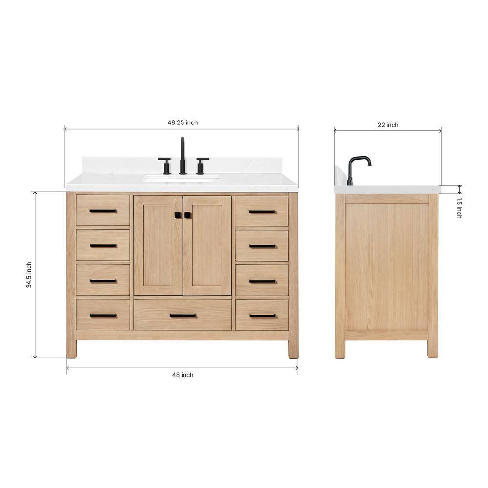 Cambridge 48.25" Oak Single Sink Vanity with Quartz Top