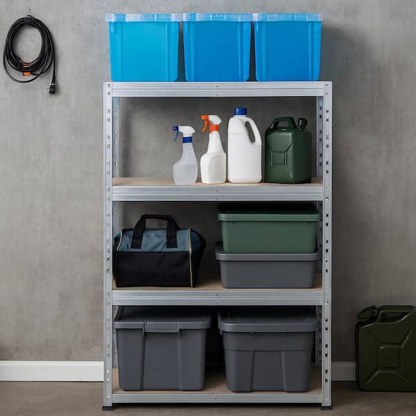 Garage Series 4-Tier Galvanized Steel Garage Storage Shelving Unit in Silver, HDF Racks (36 in. W x 71 in. H x 18 in. D)