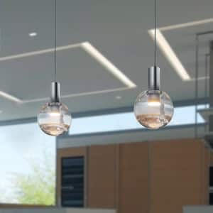 Sienna 5 in. ETL Certified Integrated LED Pendant Lighting Fixture with Globe Shade, Polished Chrome