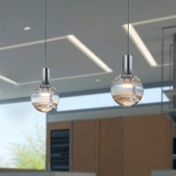 Sienna 5 in. ETL Certified Integrated LED Pendant Lighting Fixture with Globe Shade, Polished Chrome