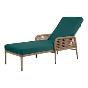 Coral Vista Brown Wicker Outdoor Patio Chaise Lounge with CushionGuard Malachite Green Cushions