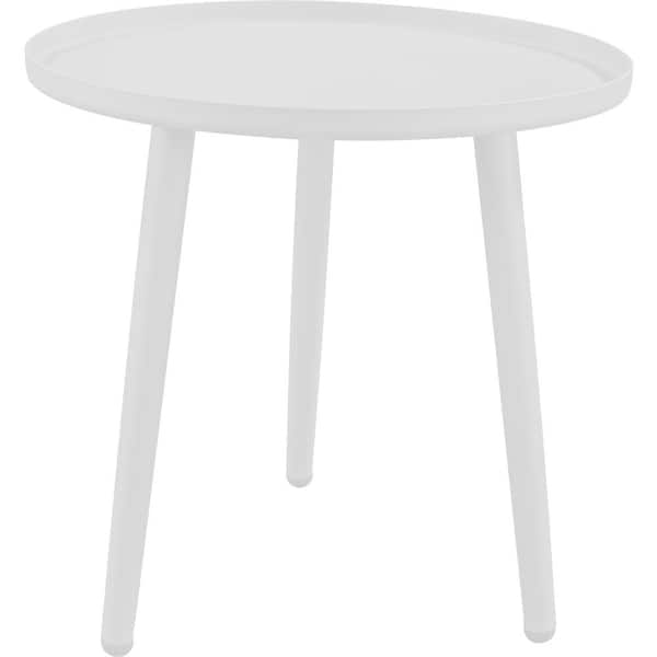 TIRAMISUBEST White Round Aluminum 15.7 in. x 15.7 in. Outdoor Side Table End Table