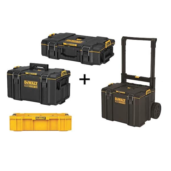 14-inch Tool Box Plastic Tool Box with Tray and Organizers Includes Removable 3 Small Parts Boxes