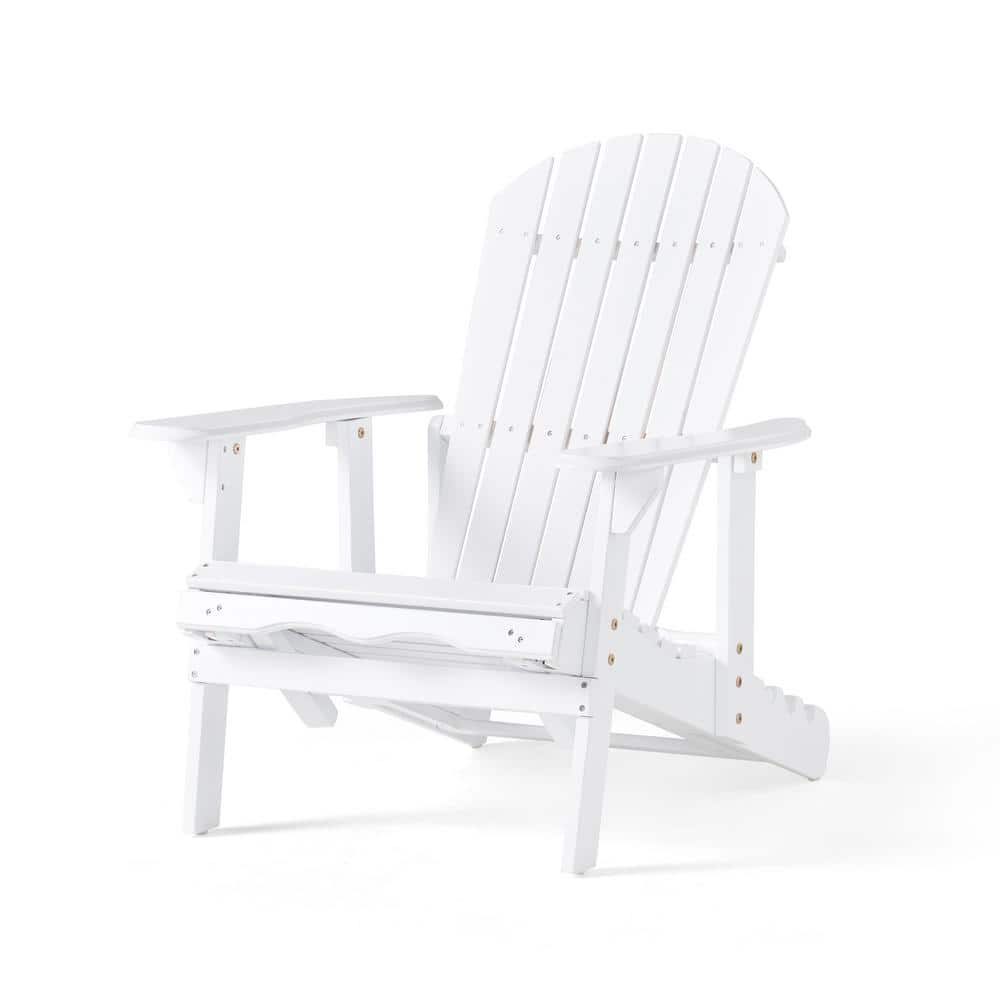White Adirondack Chair, Acacia Wood Outdoor Single Chair Reclining ...