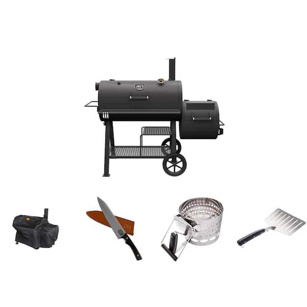 Highland Charcoal Smoker and Cover with Hawg Lifter, Chef Knife, and Halftime XL Charcoal Starter 5-Piece