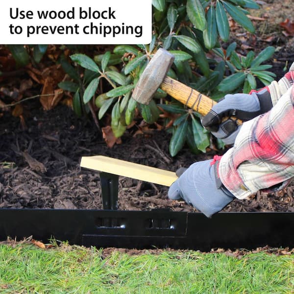 Vigoro 4 ft. L Black Metal Landscape Edging with 4 Stakes 867342