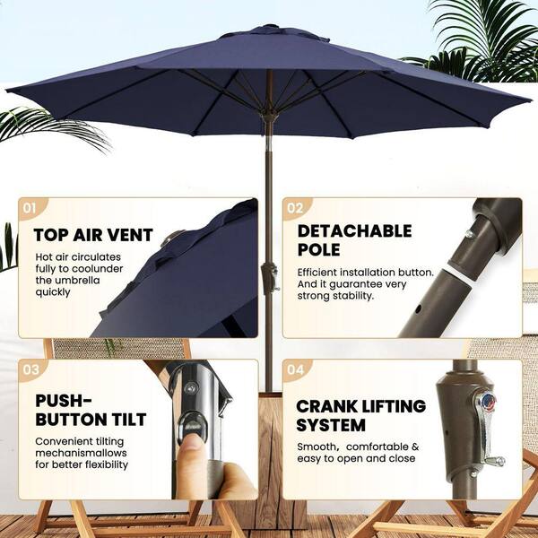 easy up patio umbrella ELM 10" Ft Cantilever Offset Outdoor Umbrella, Beige up lifting mechanism that opens and closes the umbrella and convenient tilt feature for positioning the umbrella for protection from the suns rays 9 ft. Steel Push-Up Patio