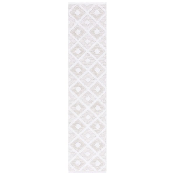 Augustine Beige/Ivory 2 ft. x 7 ft. Multi-Diamond Striped Runner Rug