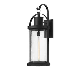 Roundhouse Black Outdoor Hardwired Wall Sconce with No Bulbs Included