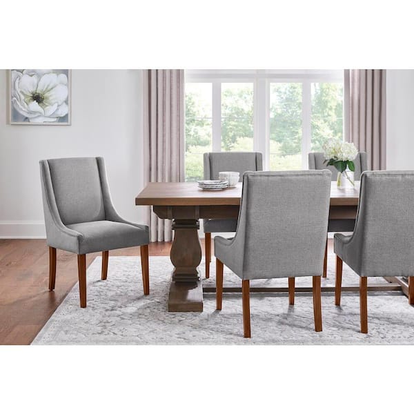 Home Decorators Collection Leaham Charcoal Gray Upholstered Dining Chairs with Walnut Accents (Set of 2)