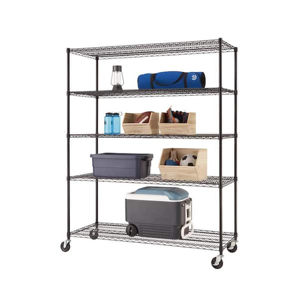 Rolling Steel Wire Shelving Unit 60, Trinity Ecostorage 5 Tier Nsf Wire Shelving Rack With Wheels In Chrome