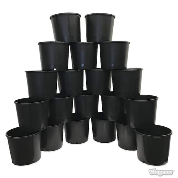 Viagrow Heavy Duty Hydroponic 11 in. x 9.5 in. Black Black Plastic 3 Gallon Nursery Pots (20-pack)