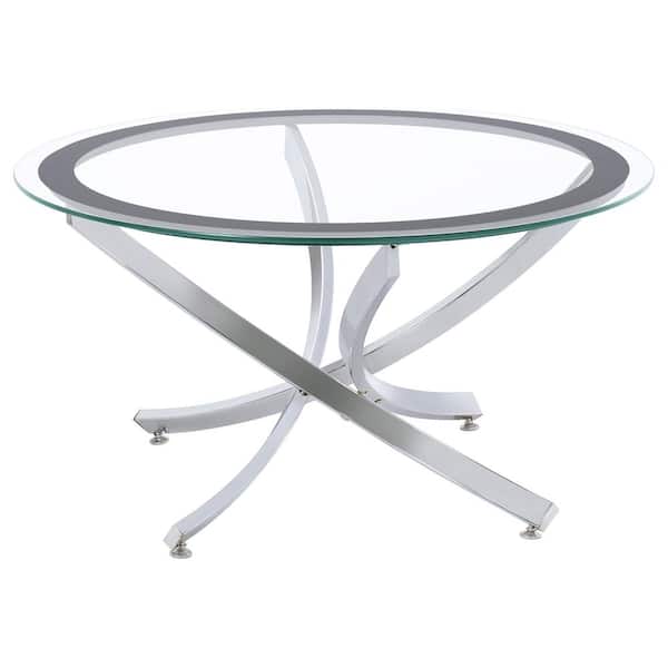 Coaster 35.5 in. Black and Chrome Round Glass Coffee Table